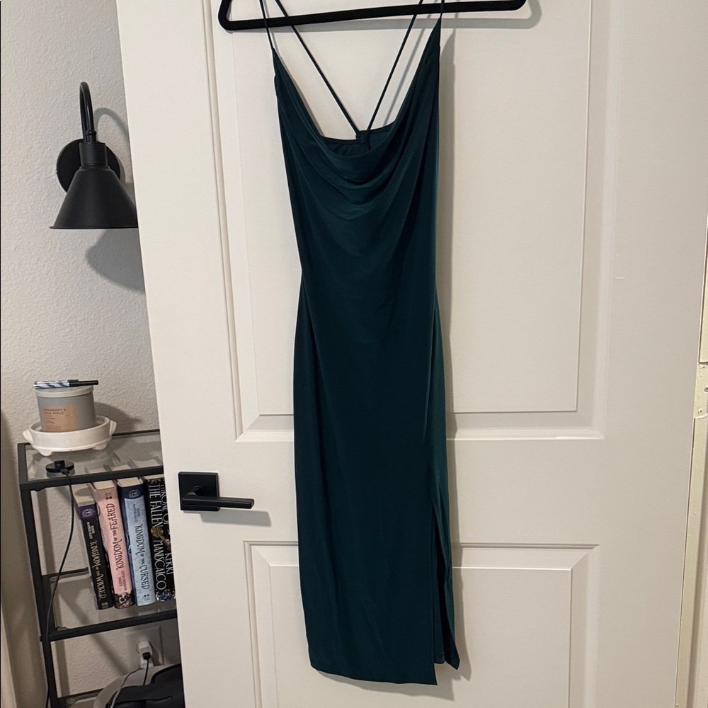 Windsor Teal Cowl Neck Strappy Midi Dress